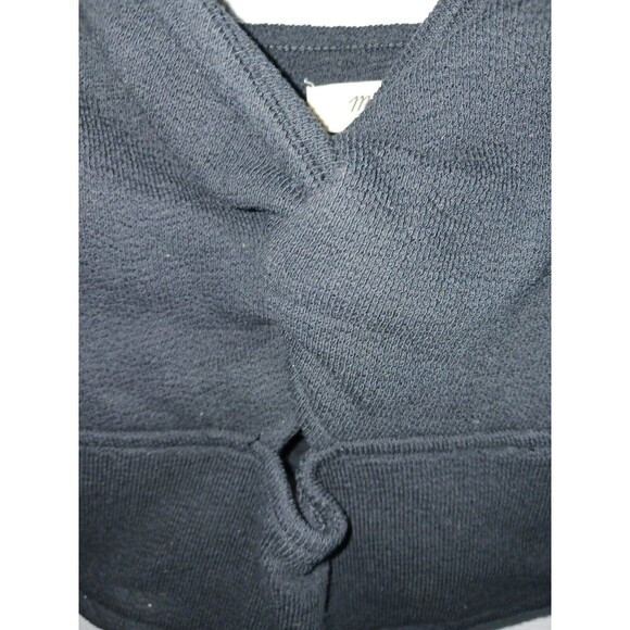 MADEWELL Women's Crop Tank Top Large Black Cutout Knot-Front Cotton NJ776 Sp23 - Picture 2 of 8